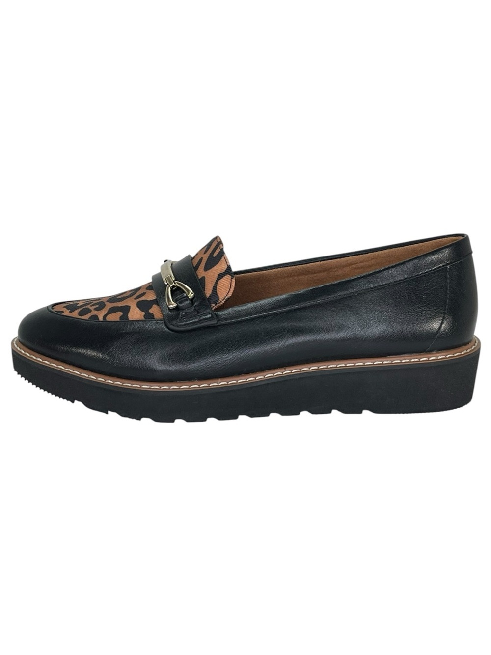 Naturalizer Elin Black Leopard Faux Leather Womens Penny Loafers Size 7M - Picture 3 of 11
